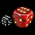Chessex Glitter Ruby & Gold BIG 30mm D6 Spot Dice