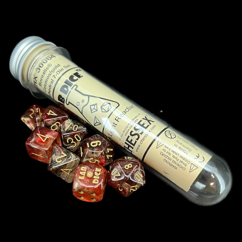 Chessex LAB 8 Borealis Cosmos With Gold 7 Dice Polyset + Bonus D6