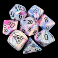 Chessex LAB 8 Festive Hydrangea With Black 7 Dice Polyset + Bonus D6