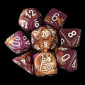 Chessex LAB 9 Gemini Copper & Purple With White 7 Dice Polyset + Bonus D6