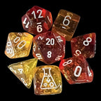 Chessex LAB 9 Nebula Molten With White 7 Dice Polyset + Bonus D6 - Luminary - Glow In Dark