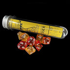 Chessex LAB 9 Nebula Molten With White 7 Dice Polyset + Bonus D6 - Luminary - Glow In Dark