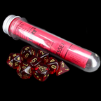 Chessex LAB 7 Translucent Crimson With Gold 7 Dice Polyset + Bonus D6