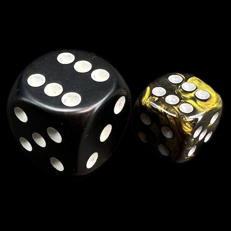 Chessex Leaf Black Gold 12mm D6 Spot Dice - Discontinued