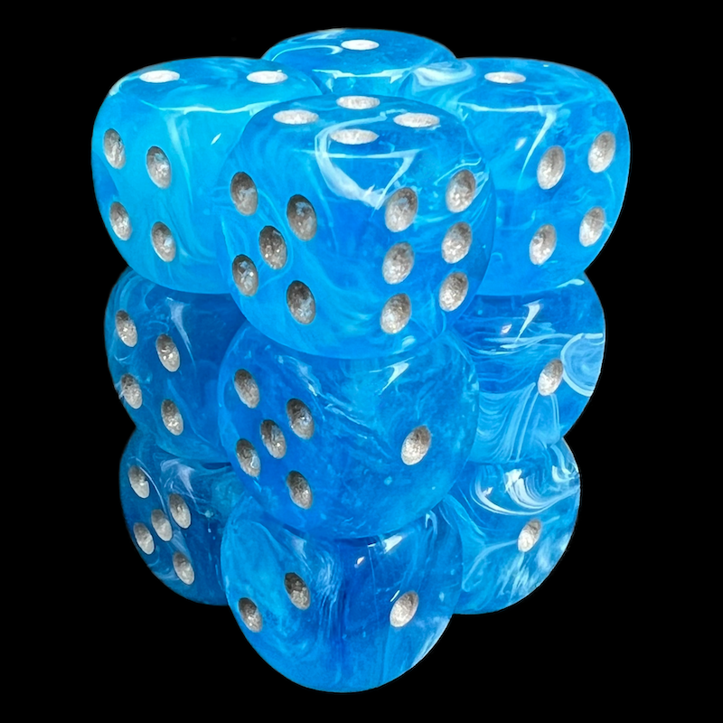 Chessex Luminary Sky Glow & Silver 12 x D6 Dice Set