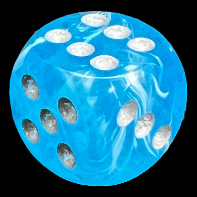 Chessex Luminary Sky Glow & Silver 16mm D6 Spot Dice