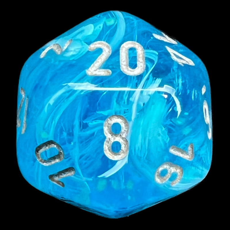 Chessex Luminary Sky Glow & Silver D20 Dice
