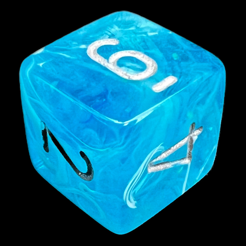 Chessex Luminary Sky Glow & Silver D6 Dice