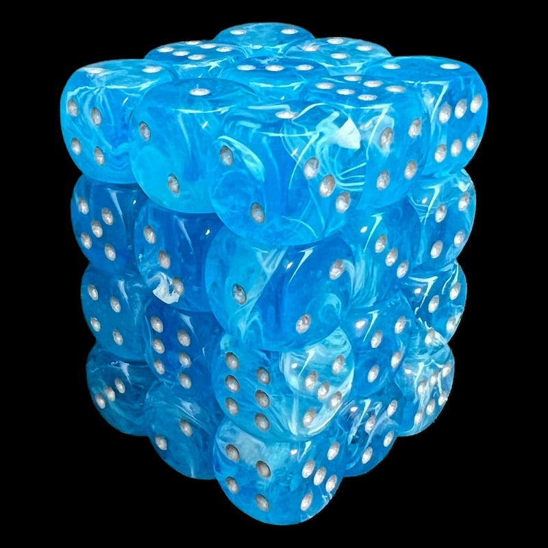 Chessex Luminary Sky Glow & Silver 36 x D6 Dice Set