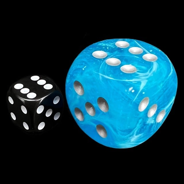 Chessex Luminary Sky Glow & Silver BIG 30mm D6 Spot Dice