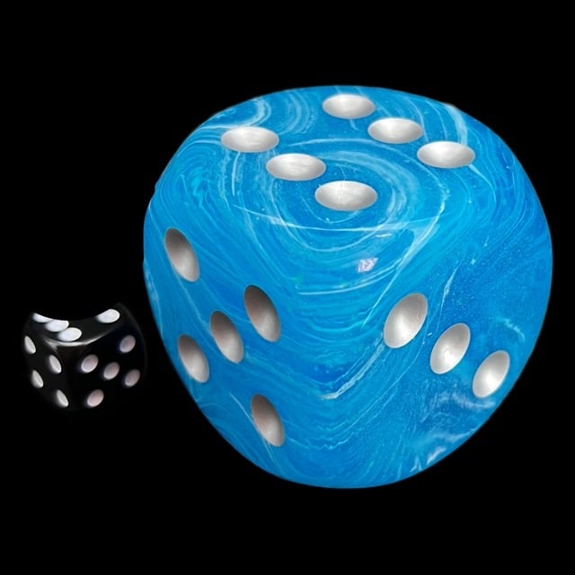 Chessex Luminary Sky Glow & Silver MASSIVE 50mm D6 Spot Dice