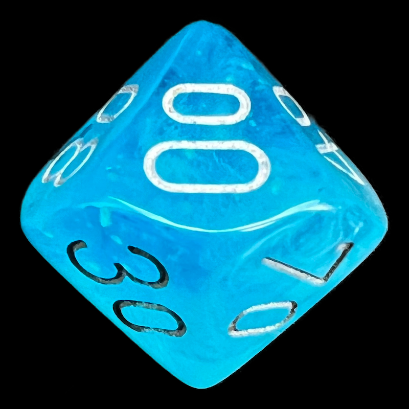 Chessex Luminary Sky Glow & Silver Percentile Dice