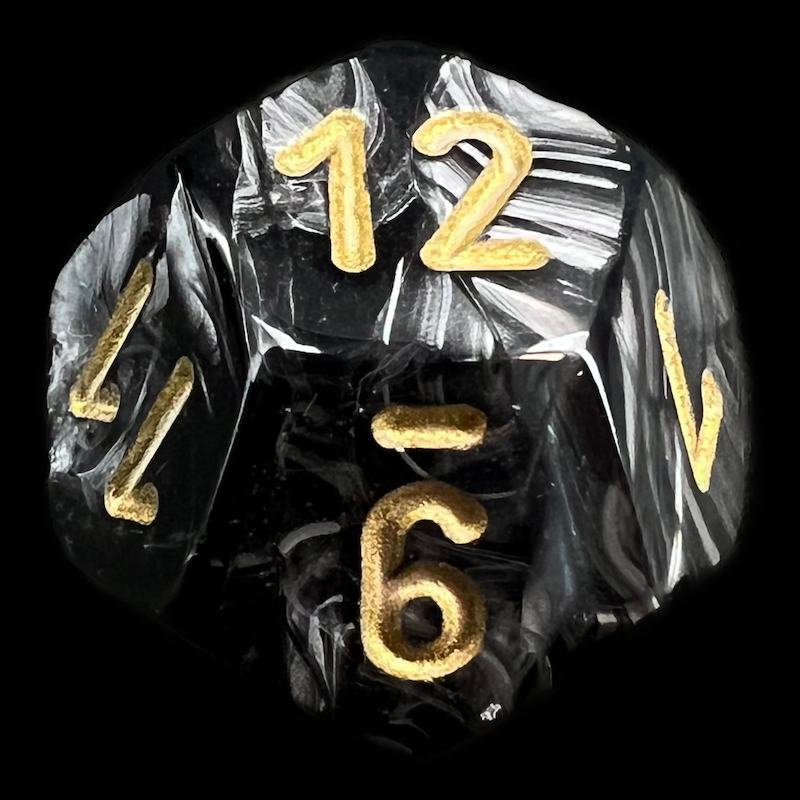 Chessex Lustrous Black D12 Dice - Discontinued