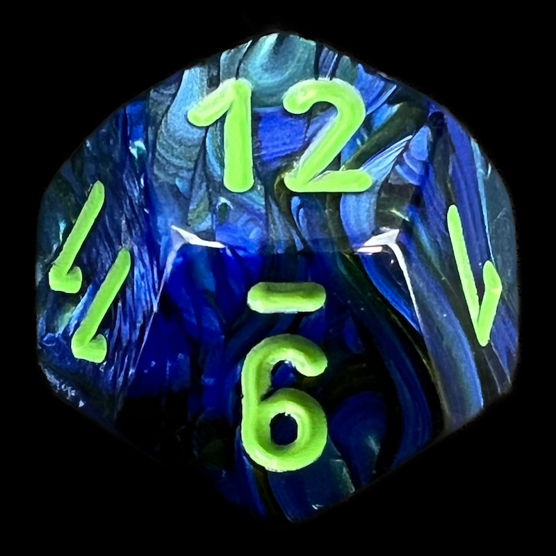 Chessex Lustrous Dark Blue & Green D12 Dice - Discontinued