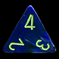 Chessex Lustrous Dark Blue & Green D4 Dice - Discontinued