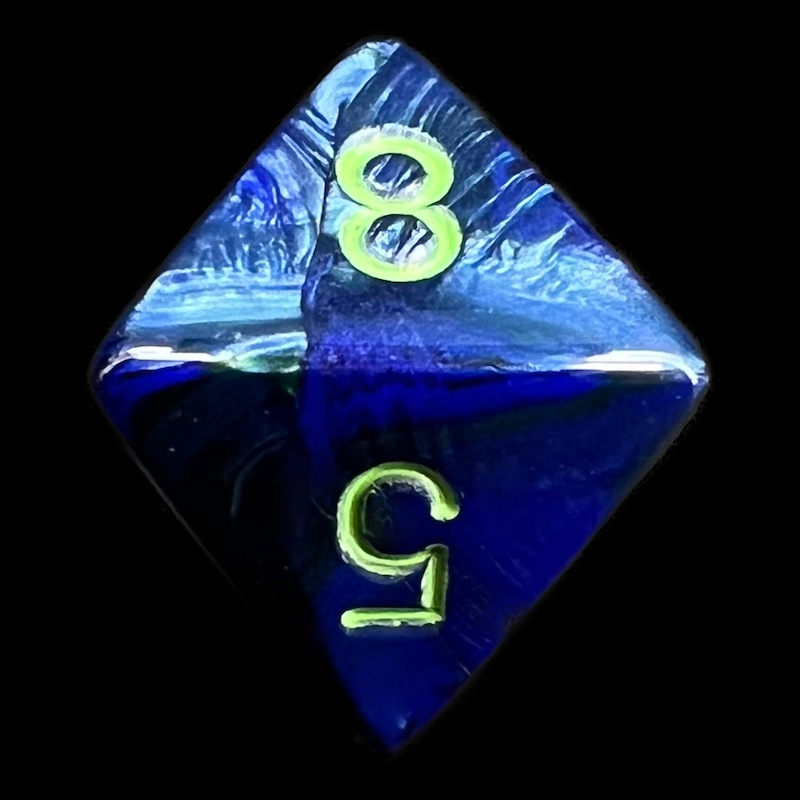 Chessex Lustrous Dark Blue & Green D8 Dice - Discontinued