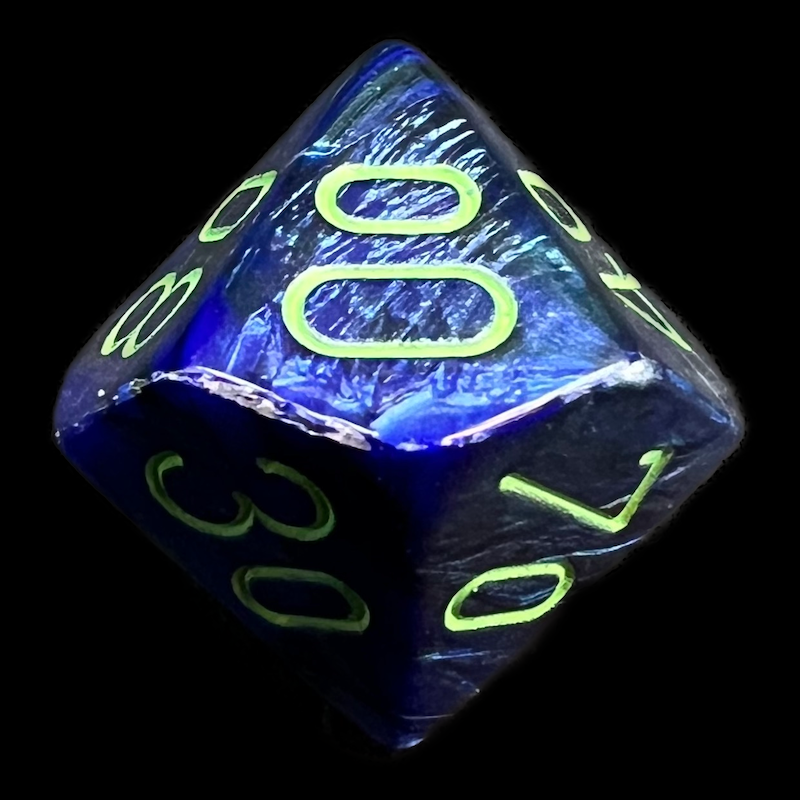 Chessex Lustrous Dark Blue & Green Percentile Dice - Discontinued