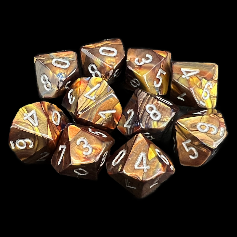 Chessex Lustrous Gold & Silver 10 x D10 Dice Set