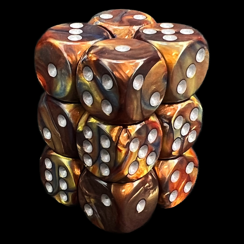 Chessex Lustrous Gold & Silver 12 x D6 Dice Set