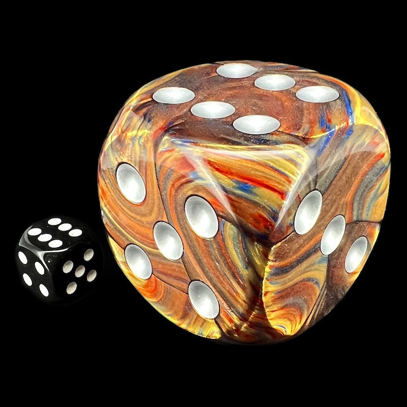 Chessex Lustrous Gold & Silver MASSIVE 50mm D6 Spot Dice