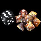 Chessex Lustrous Gold & Silver MINI-HEDRAL 7 Dice Polyset with Dice Cube