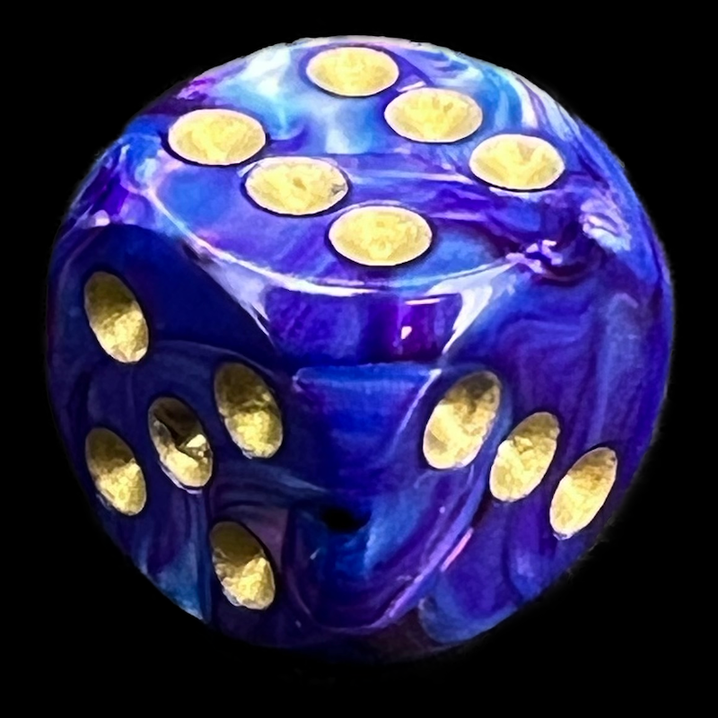 Chessex Lustrous Purple & Gold 16mm D6 Spot Dice