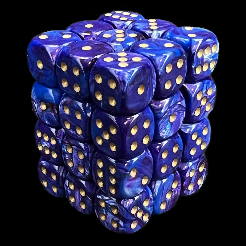 Chessex Lustrous Purple & Gold 36 x D6 Dice Set
