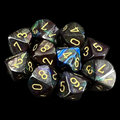 Chessex Lustrous Shadow & Gold 10 x D10 Dice Set