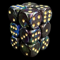 Chessex Lustrous Shadow & Gold 12 x D6 Dice Set
