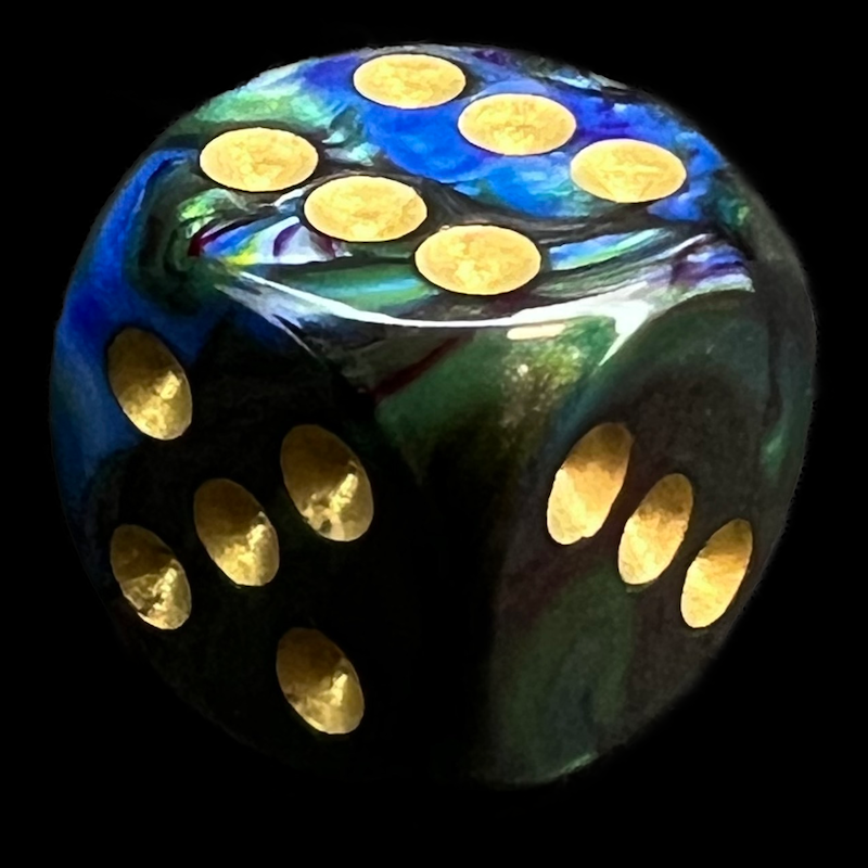 Chessex Lustrous Shadow & Gold 16mm D6 Spot Dice