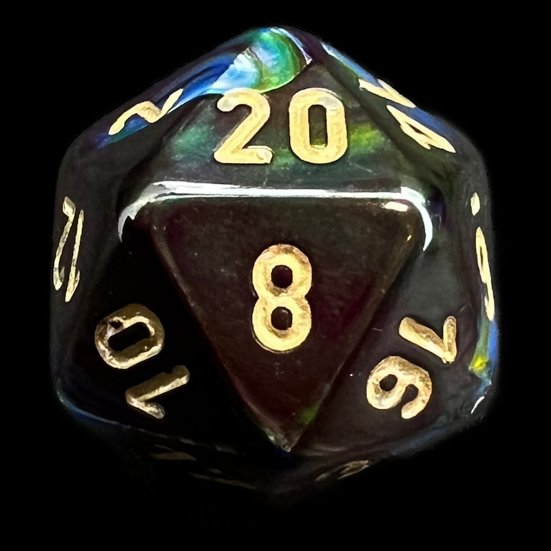 Chessex Lustrous Shadow & Gold D20 Dice