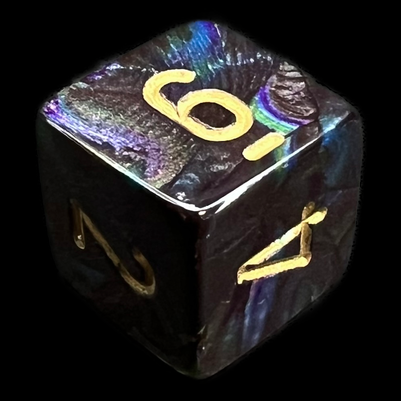 Chessex Lustrous Shadow & Gold D6 Dice