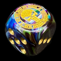 Chessex Lustrous Shadow Navy Seal Logo D6 Spot Dice
