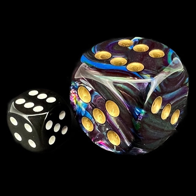 Chessex Lustrous Shadow & Gold BIG 30mm D6 Spot Dice
