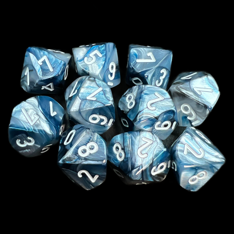 Chessex Lustrous Slate 10 x D10 Dice Set - Discontinued