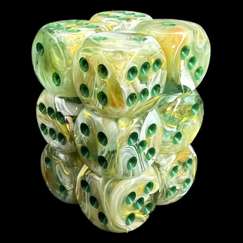 Chessex Marble Green & Dark Green 12 x D6 Dice Set