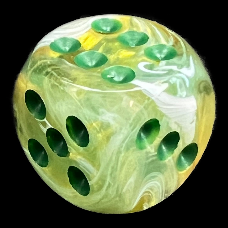 Chessex Marble Green & Dark Green 16mm D6 Spot Dice