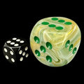 Chessex Marble Green & Dark Green BIG 30mm D6 Spot Dice