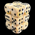 Chessex Marble Ivory & Black 12 x D6 Dice Set