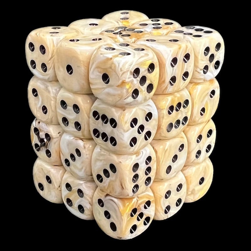 Chessex Marble Ivory & Black 36 x D6 Dice Set