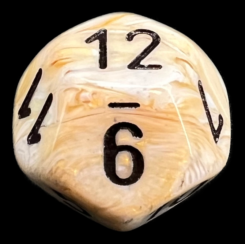 Chessex Marble Ivory & Black D12 Dice