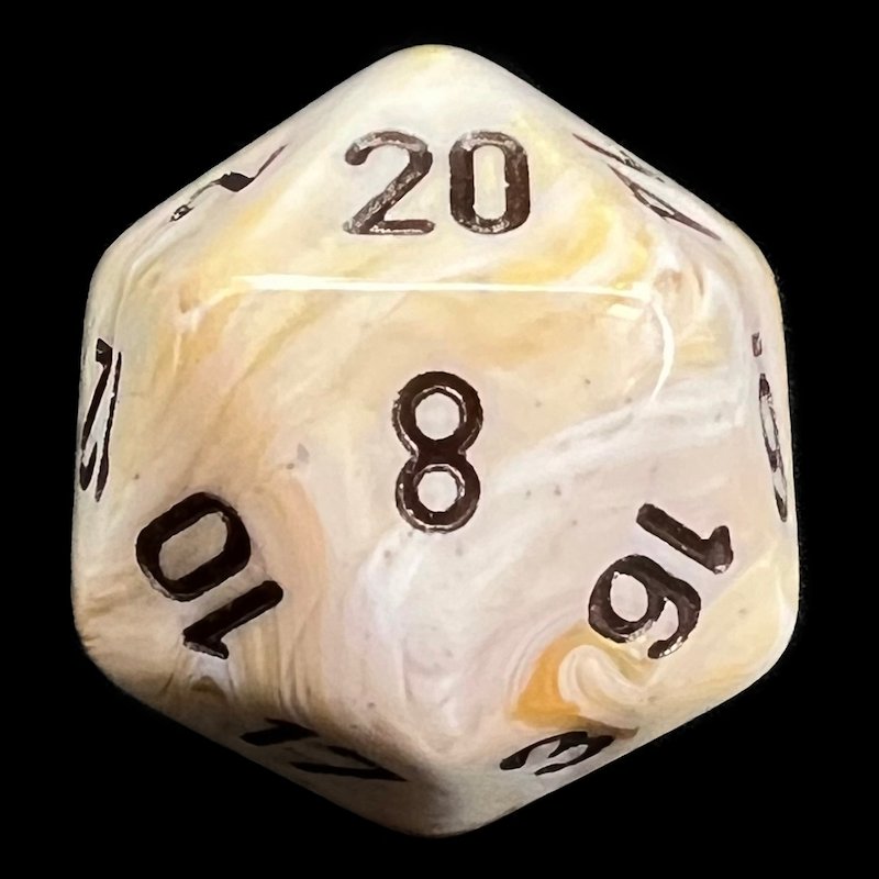 Chessex Marble Ivory & Black D20 Dice