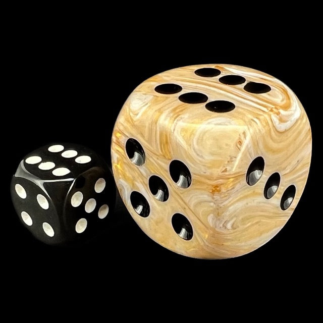Chessex Marble Ivory & Black BIG 30mm D6 Spot Dice