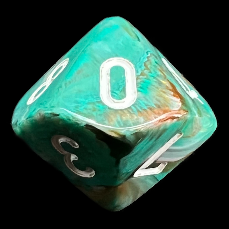 Chessex Marble Oxi-Copper & White D10 Dice