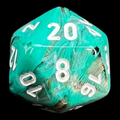Chessex Marble Oxi-Copper & White D20 Dice