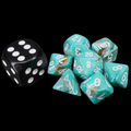 Chessex Marble Oxi-Copper & White MINI-HEDRAL 7 Dice Polyset with Dice Cube