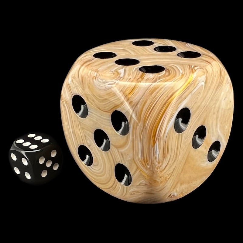 Chessex Marble Ivory & Black MASSIVE 50mm D6 Spot Dice
