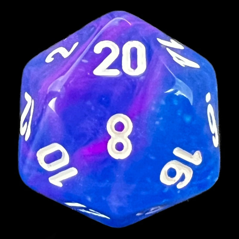 Chessex Nebula Aura & White Luminary Glow In Dark D20 Dice