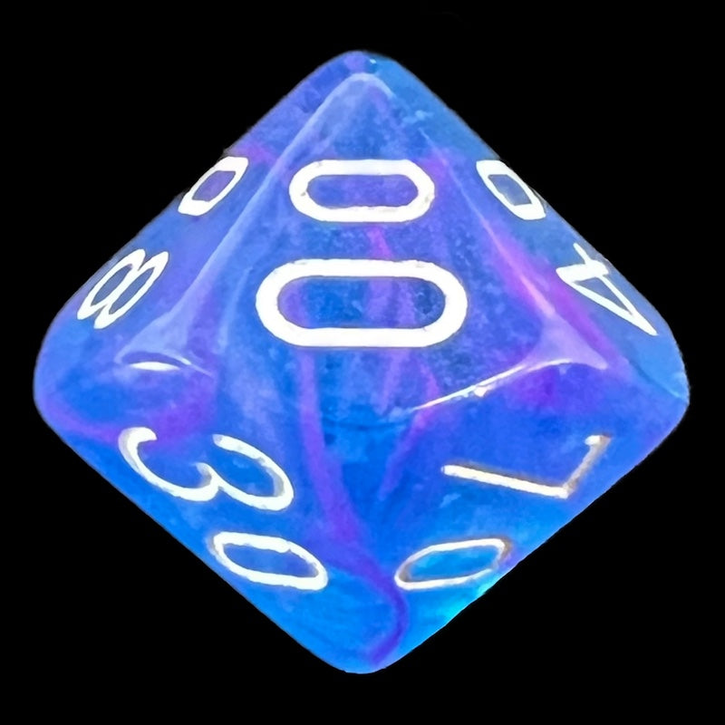 Chessex Nebula Aura & White Luminary Glow In Dark Percentile Dice