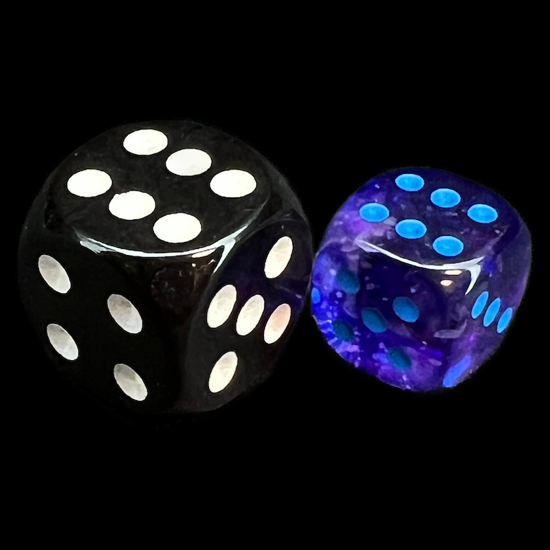 Chessex Nebula Nocturnal & Blue Luminary Glow In Dark 36 x D6 Dice Set
